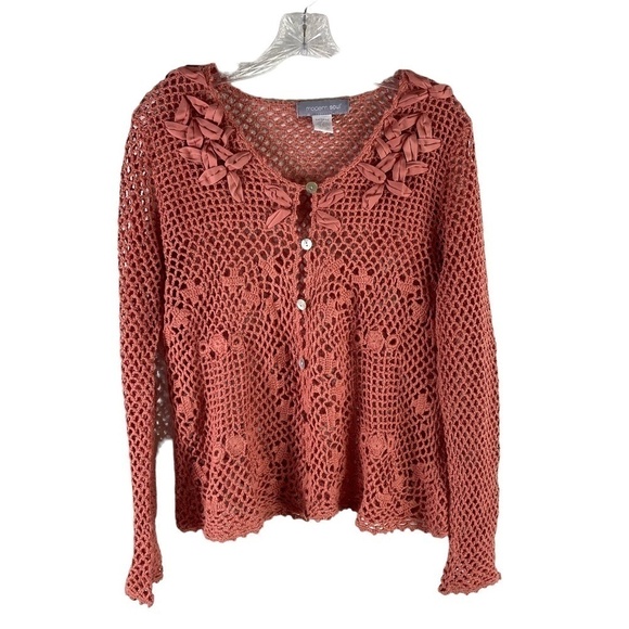 Modern Soul Floral Crotchet Cardigan SZ M - Picture 2 of 4